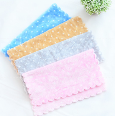 圓點 法蘭絨小方巾 30*30 (不挑色) 買10送11