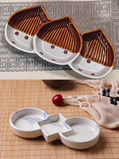 可愛餐盤三格(栗子/藍白款)1