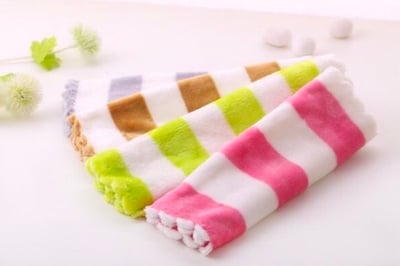 橫條 法蘭絨方巾 30*30 (不挑色) 買10送11