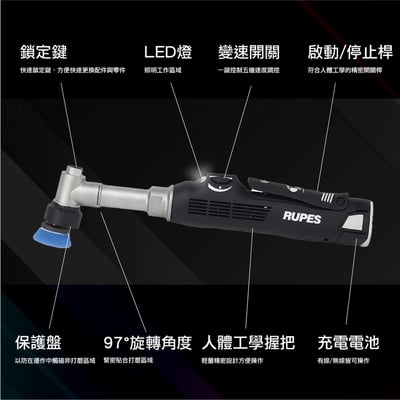 RUPES iBrid Nano (Long Neck) 旗艦套裝組 | 1機3用 (DA/RO) | 充電/插電 迷你細節拋光機 (HR81ML/DLX)3