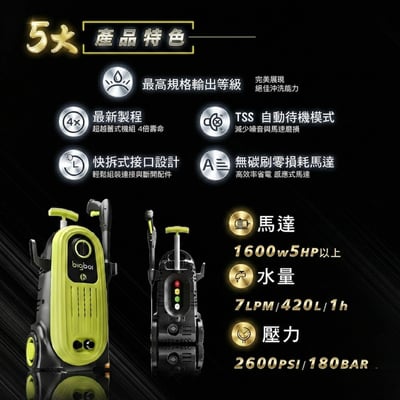 澳洲 bigboi 全新升級版 高壓清洗機 洗車機 保固三年｜washR FLO 2 高壓沖洗機 高壓洗車機2