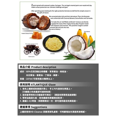 zymol 大西洋釉蠟 (ATLANTIQUE Glaze) | 60% 頂級棕櫚蠟 | 莊園級旗艦 (Bugatti 傳奇之蠟)【總代理冷藏】3