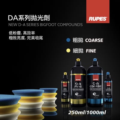 RUPES D-A 拋光研磨劑 (1000ml / 250ml) | 藍 (粗) / 黃 (細) / 白 (超細) | 汽車美容拋光劑2