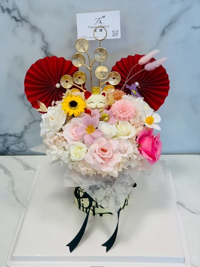 【現貨】開幕招財貓香氛花禮盒1