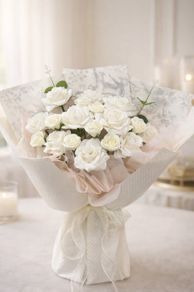 『現貨』山茶玫瑰香氛花束1