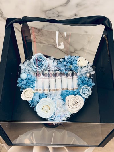 【客製化】愛心有錢花香氛永生花盒2