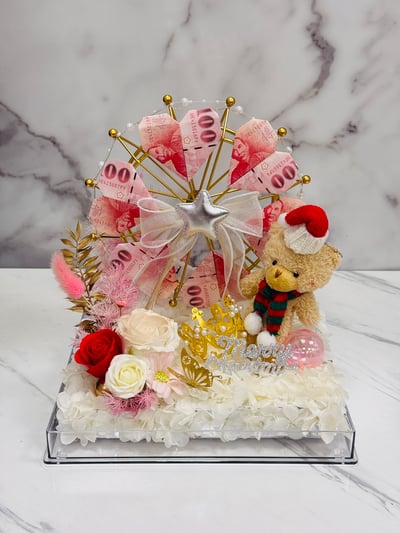 【預購客製化】聖誕摩天輪有錢永生花禮盒3