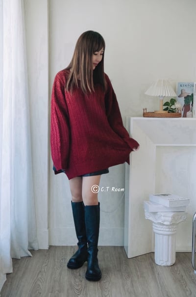 長板麻花針織上衣2