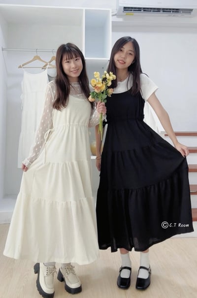 市集熱賣 .ᐟ‪‪.ᐟ 顯瘦抽繩華夫格蛋糕洋裝2