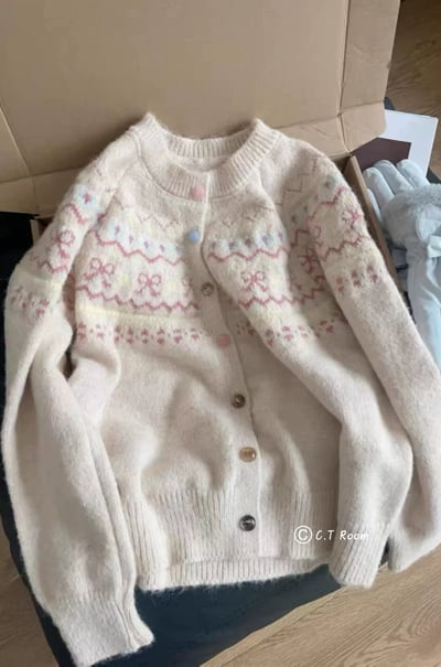 彩色釦蝴蝶結針織毛衣4