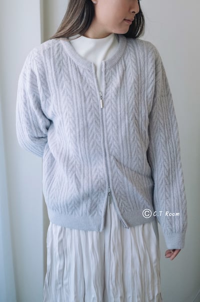 雙拉鏈厚磅麻花針織外套1