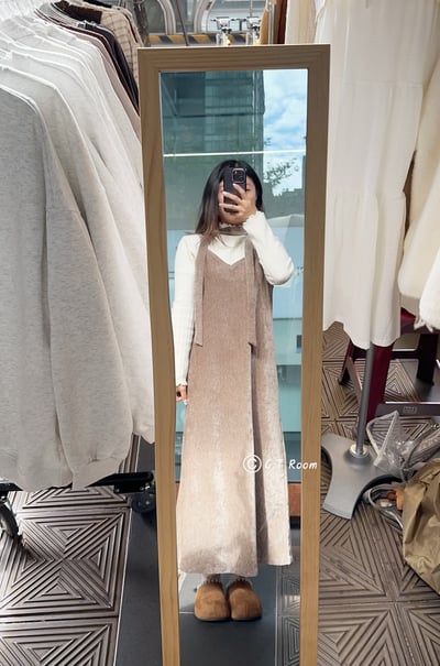 小個子可穿！麂皮絨布細肩可調式洋裝3