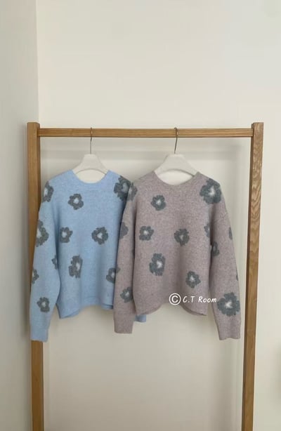 韓系粉嫩花花針織上衣3