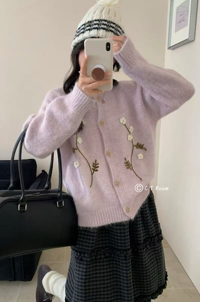 葉子花花針織毛衣1