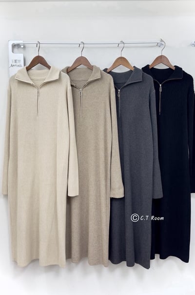 小個子福音！翻領拉鏈針織洋裝3