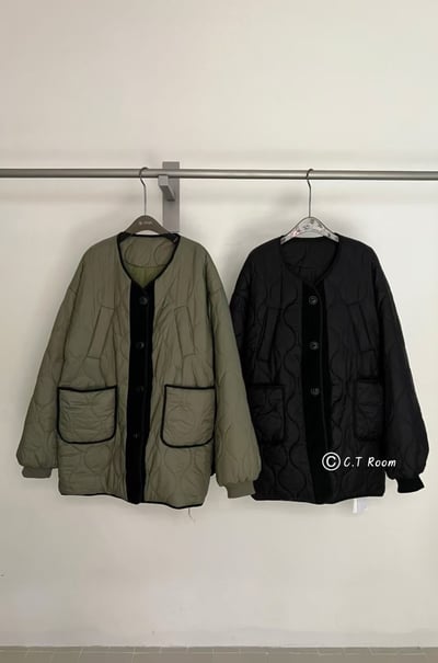 Over size 鋪棉拼接口袋外套2