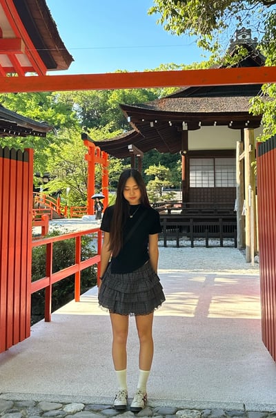 鬆緊蕾絲格子短裙1