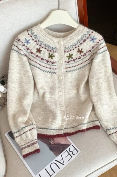 復古彩色花花毛衣2