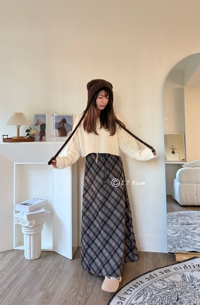 提拉米蘇格紋A字長裙2