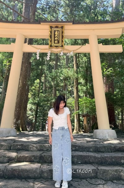 小個子必備！花花前開衩牛仔長裙3