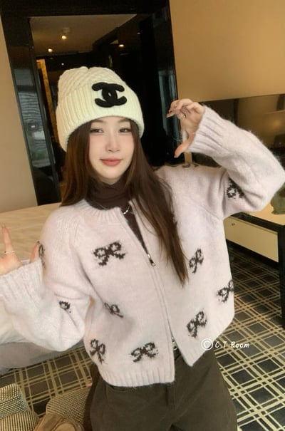 蝴蝶結雙拉鏈針織毛衣2