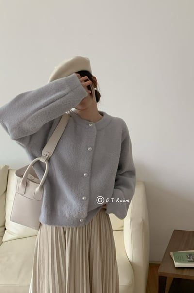 自訂款 珍珠釦水貂毛毛衣1