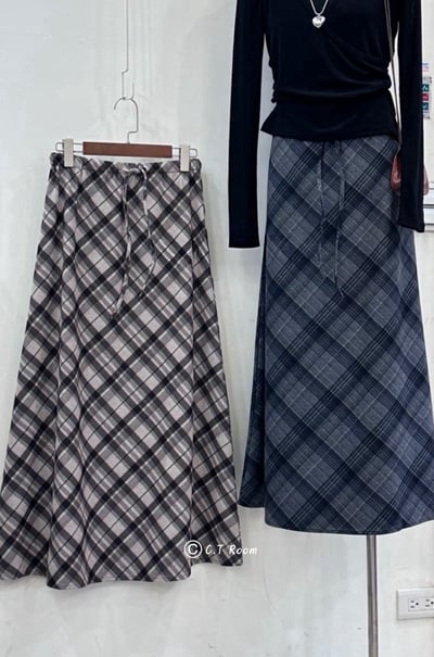 提拉米蘇格紋A字長裙5