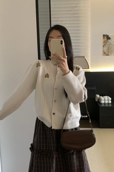 彩色釦花花針織毛衣2