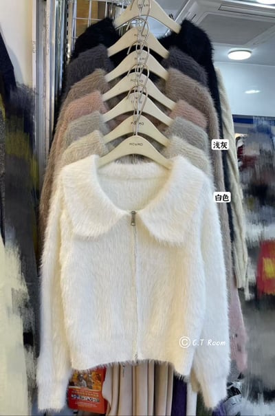 翻領雙拉鏈水貂毛上衣3