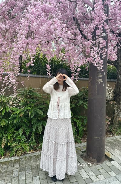涼感雪紡滾邊格子長裙1