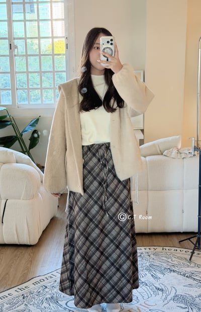 提拉米蘇格紋A字長裙1