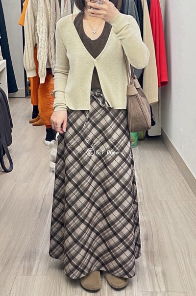 提拉米蘇格紋A字長裙4