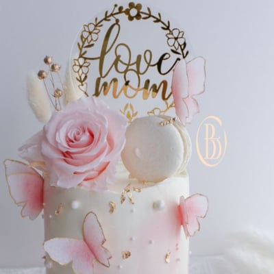 「花藝・系列」粉玫瑰米紙蝴蝶1