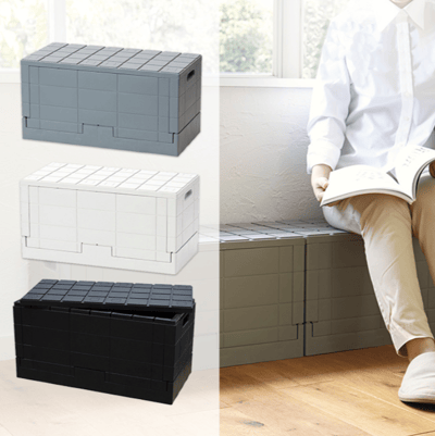 IWATANI 日本岩谷Grid格子磚可堆疊摺疊收納椅-38.5L2