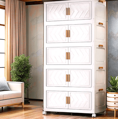 Mr.Box80面寬摺疊雙開門五層收納櫃-附滑輪2