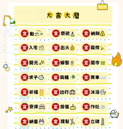 CLEAN 克林 大吉大曆 文創貼紙 手帳貼紙 信封貼紙 辦公室 萬用貼 原創貼紙 農民曆 老黃曆1