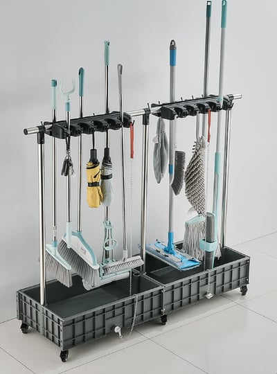 【班初】移動落地拖把架商用不銹鋼放掃把拖布置物架陽臺收納清潔工具架子1