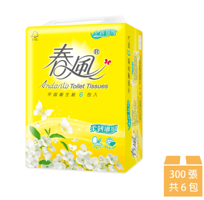 SILLACE 春風平版衛生紙 300張x6包/串1