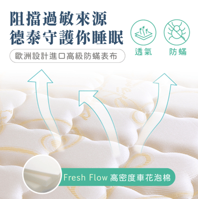 德泰 法蘭西德泰 索歐系列 900加網 彈簧床墊 雙人5尺3