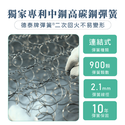 德泰 法蘭西德泰 索歐系列 900加網 彈簧床墊 雙人5尺2
