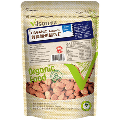 Vilson 米森有機加州甜杏仁(輕烘培)(150g/包)1