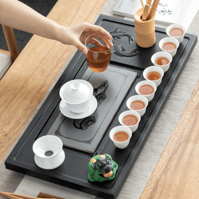 家用茶杯盤套裝 直排茶海 茶台 功夫茶具 干泡茶盤 茶具套裝 60*30公分茶盤 功夫茶具 茶具組1