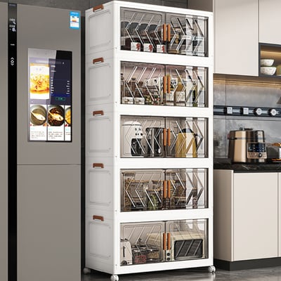 Mr.Box80面寬摺疊雙開門五層收納櫃-附滑輪1