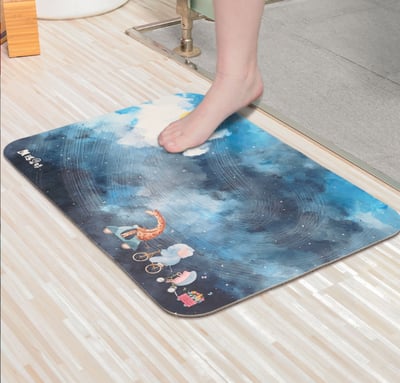 rubber anne 怪獸地墊【瑪思特】10秒頂吸 軟式珪藻土吸水地墊 星夜旅遊(60x40cm)1