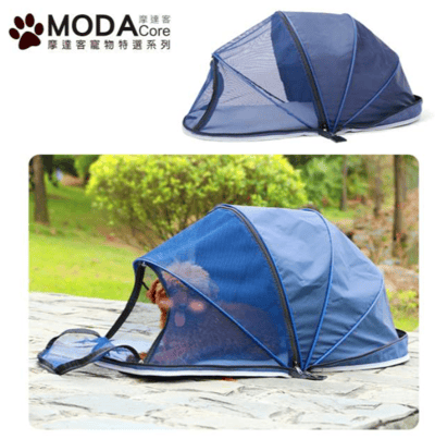 MODACore 摩達客寵物-DODOPET寵物帳篷防蚊帳-貓咪小狗窩戶外露營狗籠-深藍色半網罩款1