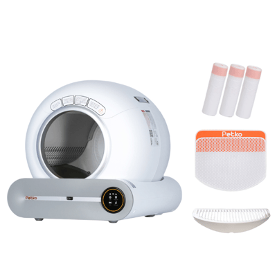 PETKO 佩可智能貓砂機/貓砂盆_可APP遠端操控-清潔配件組合(贈垃圾袋x3/漏砂墊/控砂盒)1