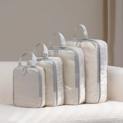 Flymate 壓縮旅行收納袋4件組 機能防潑水抗皺 可機洗衣物收納包 出國旅遊衣服分裝袋 行李箱壓縮袋1