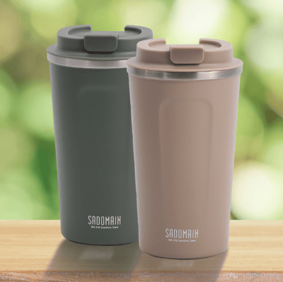 一品川流SADOMAIN 仙德曼316不繡鋼咖啡直飲保溫杯-480ml / 16oz-軍綠色 / 沙色-2支1