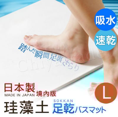 【日本藤原境內版】日本製 珪藻土 足乾樂 超速吸水 防潮 抗菌地墊 乾燥快超吸水墊55x43x0.9cm-L1