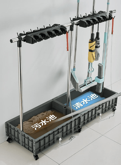 【班初】移動落地拖把架商用不銹鋼放掃把拖布置物架陽臺收納清潔工具架子2